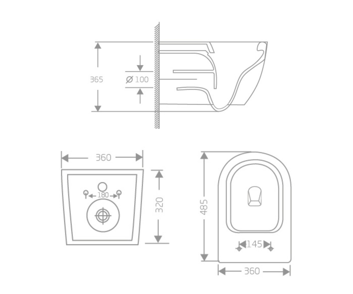 Унитаз подвесной Jay Rimless 485×360×320 мм, White, с сиденьем Slim Duroplast/ Soft-close/ Quick Relase QT07335177RW Qtap  QT073