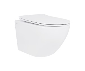 Унітаз підвісний Jay Rimless 485×360×320 мм, White, з сидінням Slim Duroplast/ Soft-close/ Quick Relase QT07335177RW Qtap QTAP  QT07335177RW