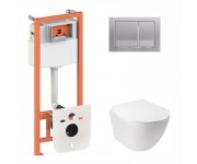 Унитаз с инсталляцией и клавишей QTAP JAY QT07335177W45135