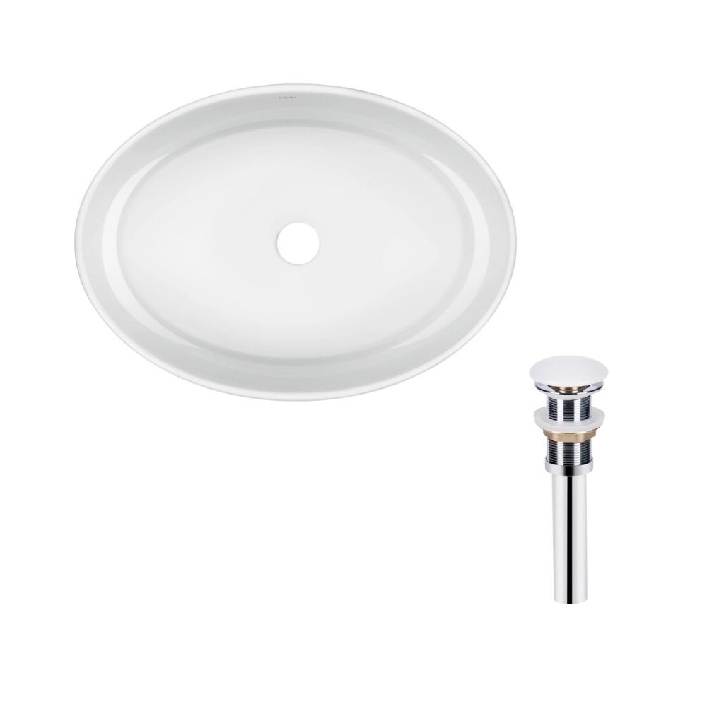 Комплект Qtap Kolibri: раковина накладная овальная 500x360x140 мм White + донный клапан PU02 QTAP  QT10113054WN47311 QT10113054WN47311