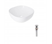 Комплект Qtap Kolibri: Раковина накладна 400x400x140 мм, White, квадратна + Донний клапан Pop-up PU02 QTAP  QT10116303W48466