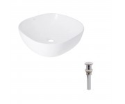 Комплект Qtap Kolibri: Раковина накладна 425x425x140 мм, White, квадратна + Донний клапан Pop-up PU02 QTAP  QT1011K396WN48468
