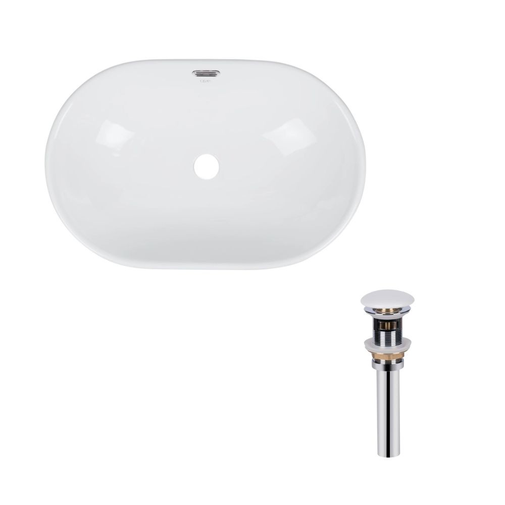 Комплект Qtap Leo: Раковина врізна овальна 590x400x170 мм White + Донний клапан PU02O QTAP  QT11114028WN47292 QT11114028WN47292