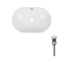 Комплект Qtap Leo: раковина врезная овальная 590x400x170 мм White + донный клапан PU02O QTAP  QT11114028WN47292