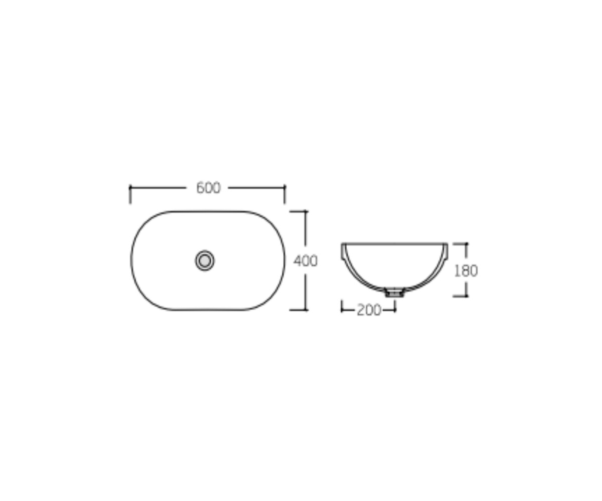 Раковина Qtap Leo 610x405x185 White QT11118014W  QT11118014W:Чертеж 
