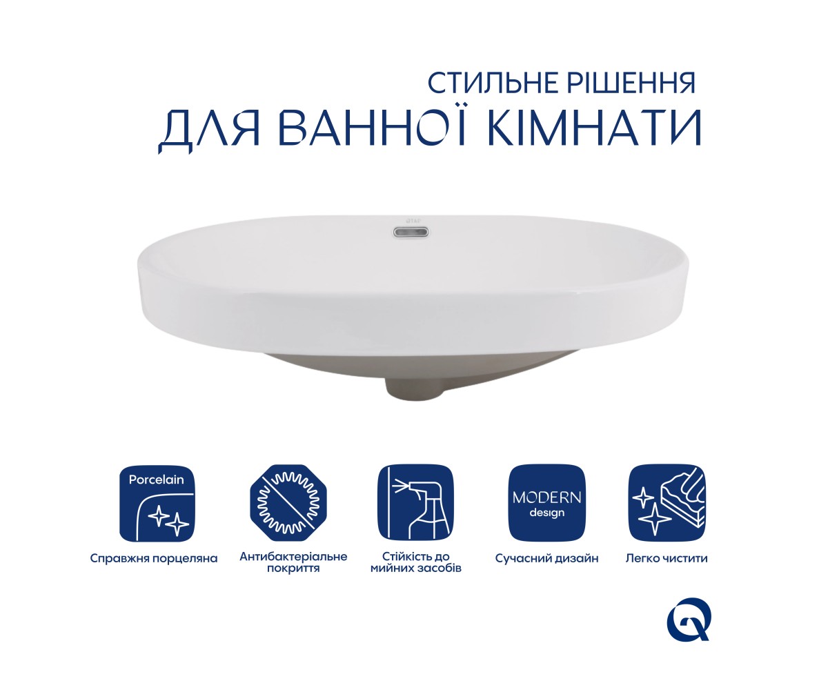 Раковина Qtap Leo 610x405x185 White QT11118014W  QT11118014W:Фото 3