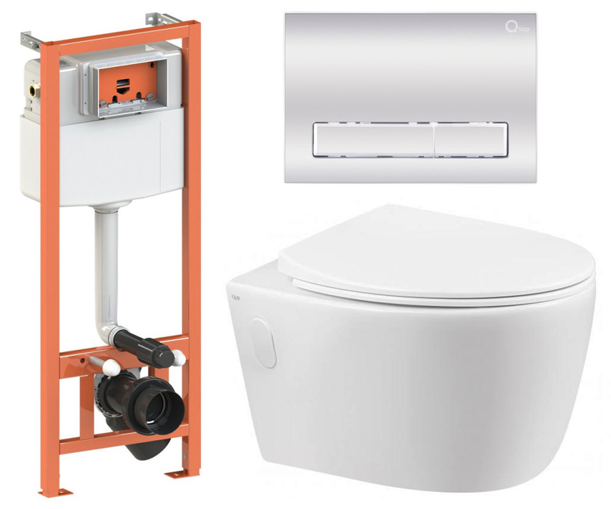 Унитаз с инсталляцией 4 в 1 QTAP LEO QT11331002ERW0133M425M08381CRM QT11331002ERW0133M425M08381CRM
