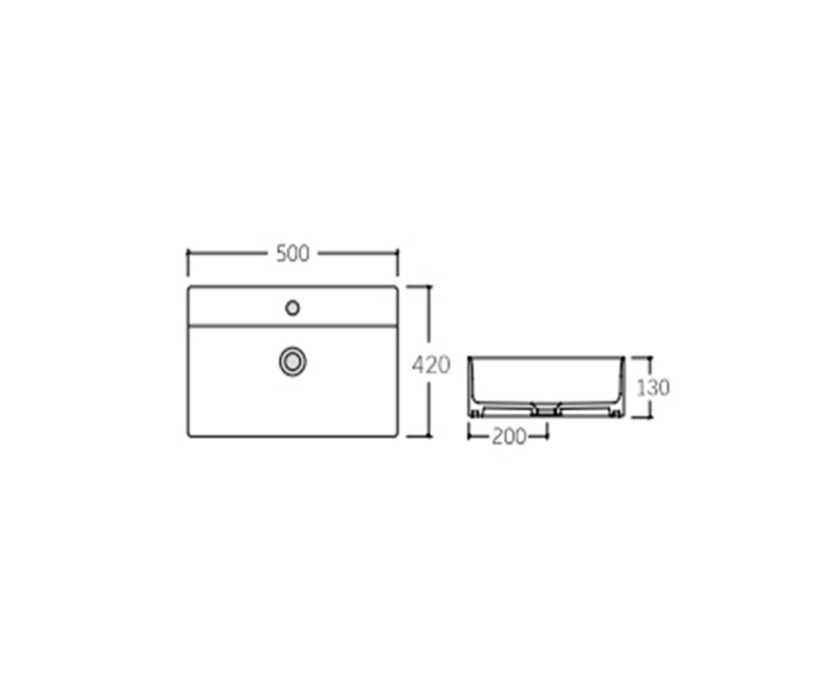 Раковина Qtap Nando LT 500х420х130 Matt black QT12116146AMB  QT12112173SMBMBN:Чертеж 
