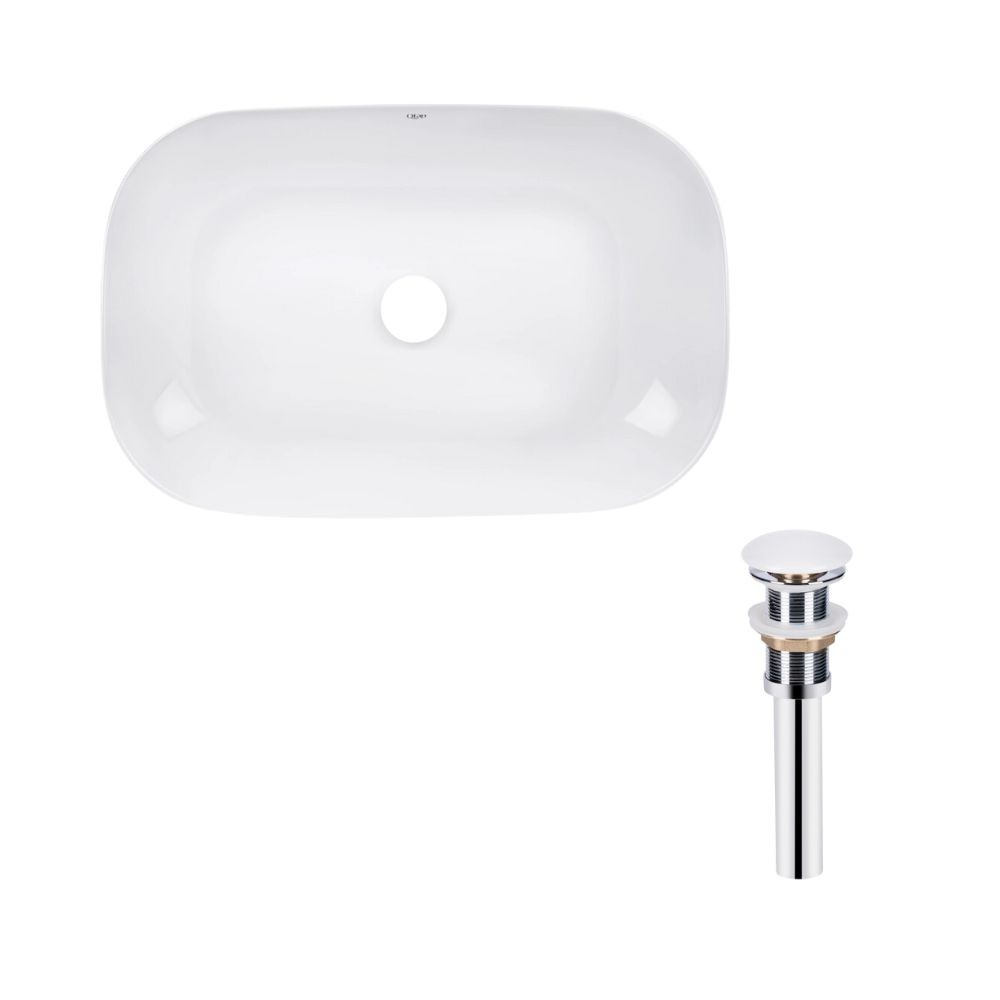 Комплект Qtap Robin: Раковина накладна прамокутна 610x400x145 мм White + Донний клапан PU02 QTAP  QT13112143PWN47297 QT13112143PWN47297