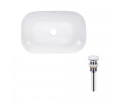 Комплект Qtap Robin: раковина накладная прямоугольная 610x400x145 мм White + донный клапан PU02 QTAP  QT13112143PWN47297
