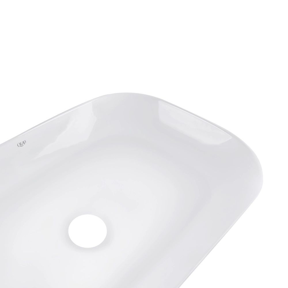 Комплект Qtap Robin: раковина накладная прямоугольная 610x400x145 мм White + донный клапан PU02  QT13112143PWN47297:Фото 5