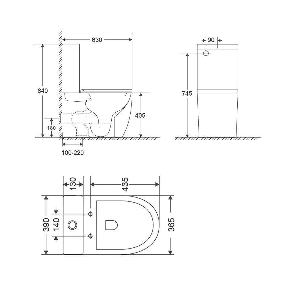 Унитаз компакт с сиденьем  ROBIN ULTRA QUIET QT13222128AUQ1W:Чертеж 