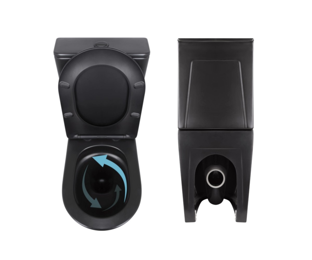Комплект 2 в 1: унитаз напольный Qtap Robin Matt Black QT13226083AMB + набор гигиенического душа Lidz Aria Black LDARI110BLA4339