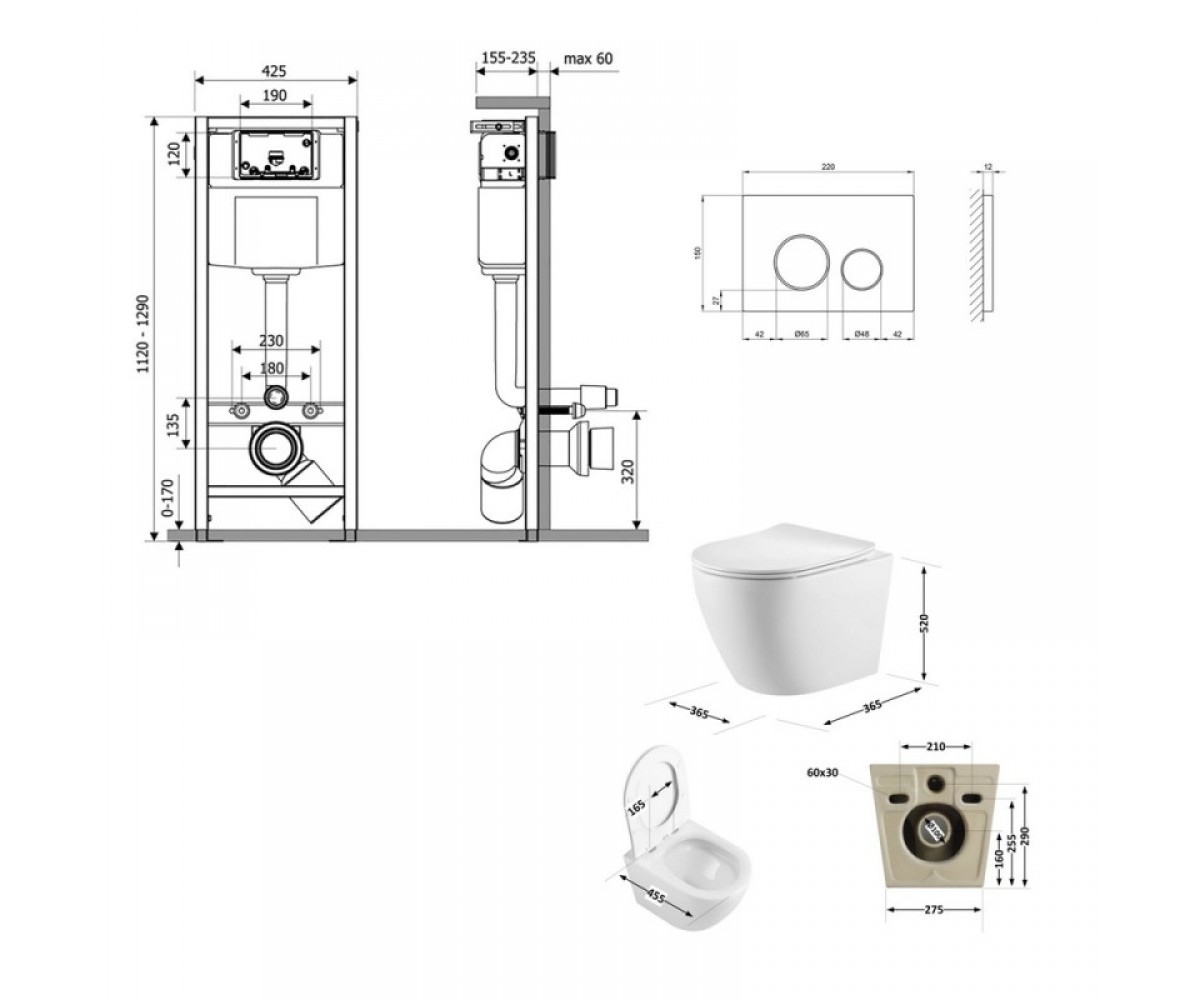 Комплект для ванной комнаты  ROBIN QT13332381AW47501:Чертеж 