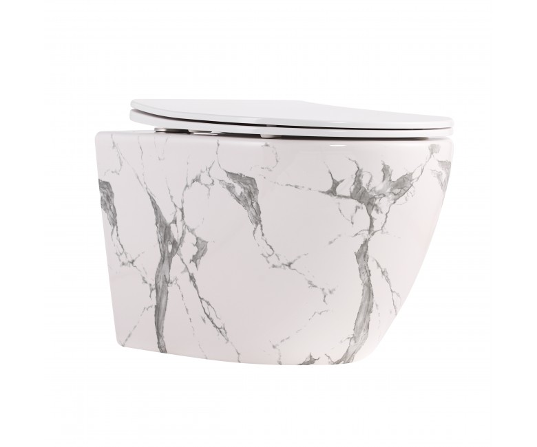 Унітаз підвісний Robin Ultra Quiet 490×365×325 мм, Marble, з сидінням Slim Duroplast / Soft-close / Quick Release QT13332381АSMR Qtap QTAP  QT13332381 QT13332381SMR
