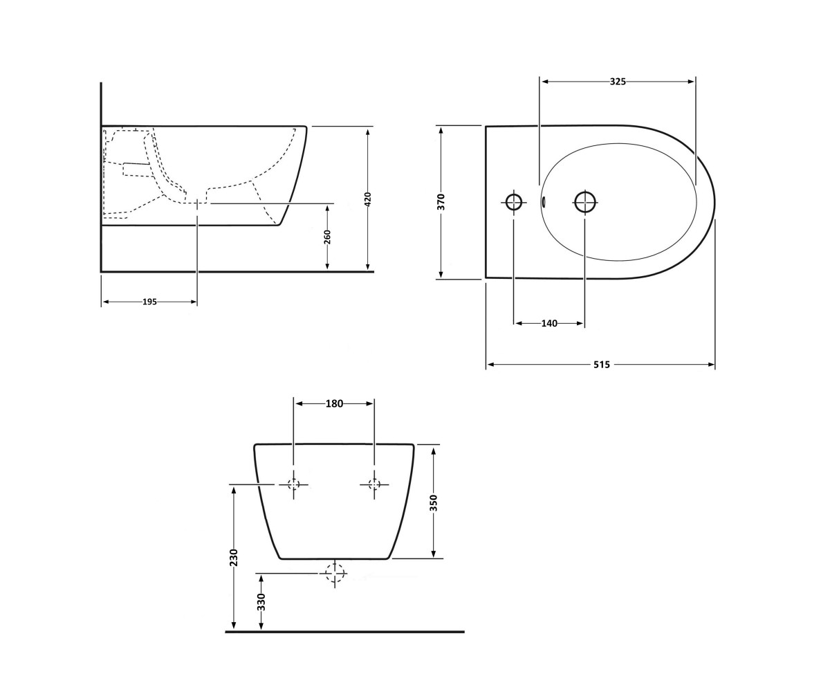 Биде подвесное Qtap Robin 515x370x350 мм, Marble QT13551381GMR  QT13551381GMR:Фото 3