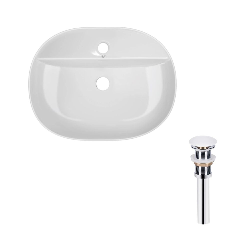 Комплект Qtap Scorpio: Раковина накладна овальна 505x385x120 мм White + Донний клапан PU02 QTAP  QT14112202WN47313 QT14112202WN47313