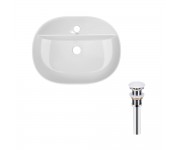 Комплект Qtap Scorpio: Раковина накладна овальна 505x385x120 мм White + Донний клапан PU02 QTAP  QT14112202WN47313