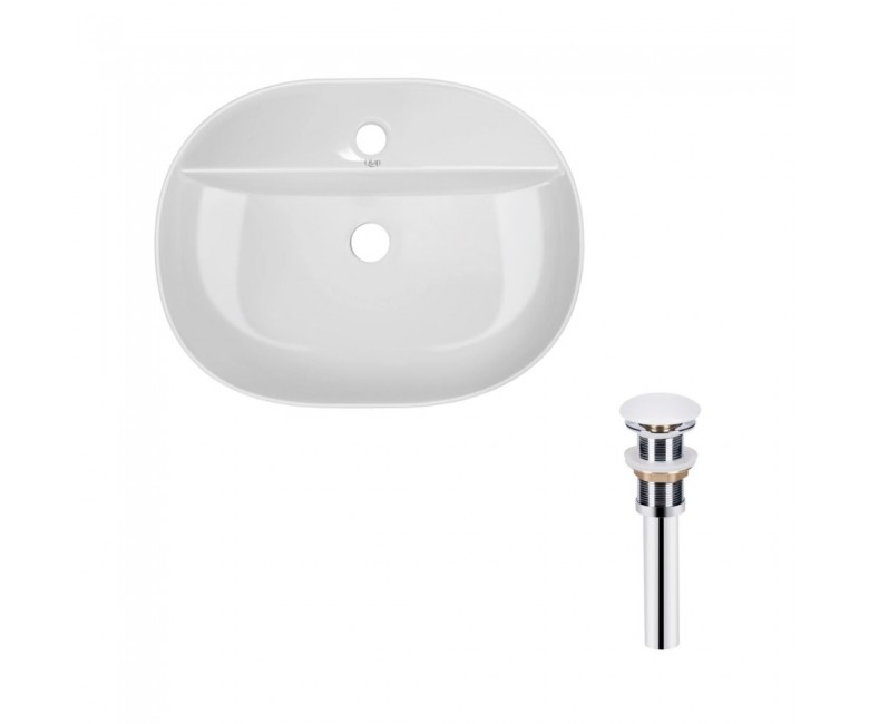 Комплект Qtap Scorpio: Раковина накладна овальна 505x385x120 мм White + Донний клапан PU02 QTAP  QT14112202WN47313 QT14112202WN47313