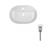 Комплект Qtap Scorpio: Раковина накладна овальна 610x400x120 мм White + Донний клапан PU02 QTAP  QT14112203WN47315