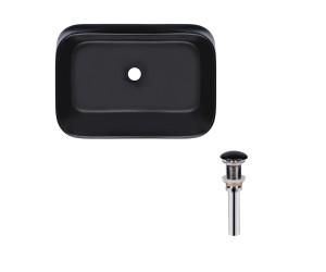 Комплект Qtap Scorpio: раковина накладная прямоугольная 550х390х120 мм Matt Black + донный клапан PU03 QTAP  QT14112243WN47299
