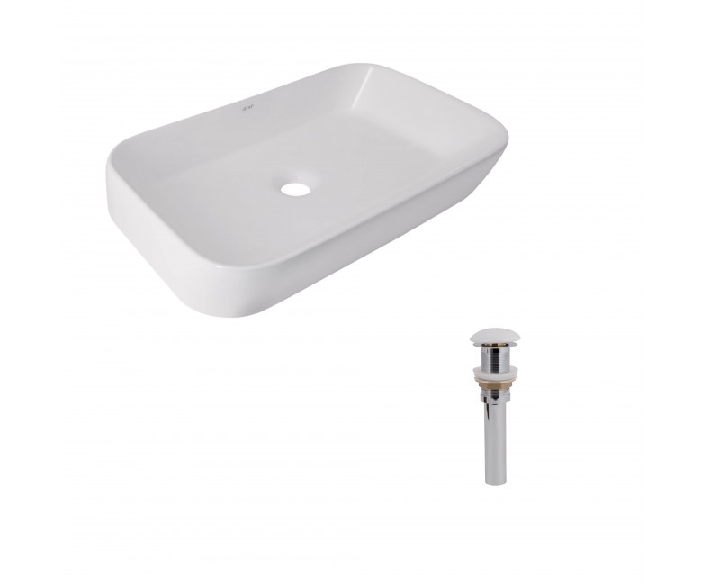 Комплект Qtap Scorpio: Раковина накладна 550x390x120 мм, White, прямокутна + Донний клапан Pop-up PU02 QTAP  QT14112243WN48463 QT14112243WN48463