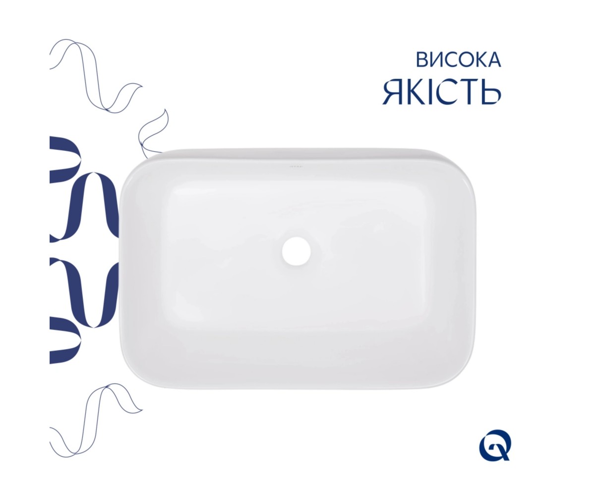Комплект Qtap Scorpio: раковина накладная 550x390x120 мм, White, прямоугольная + донный клапан Pop-up PU02  QT14112243WN48463:Фо