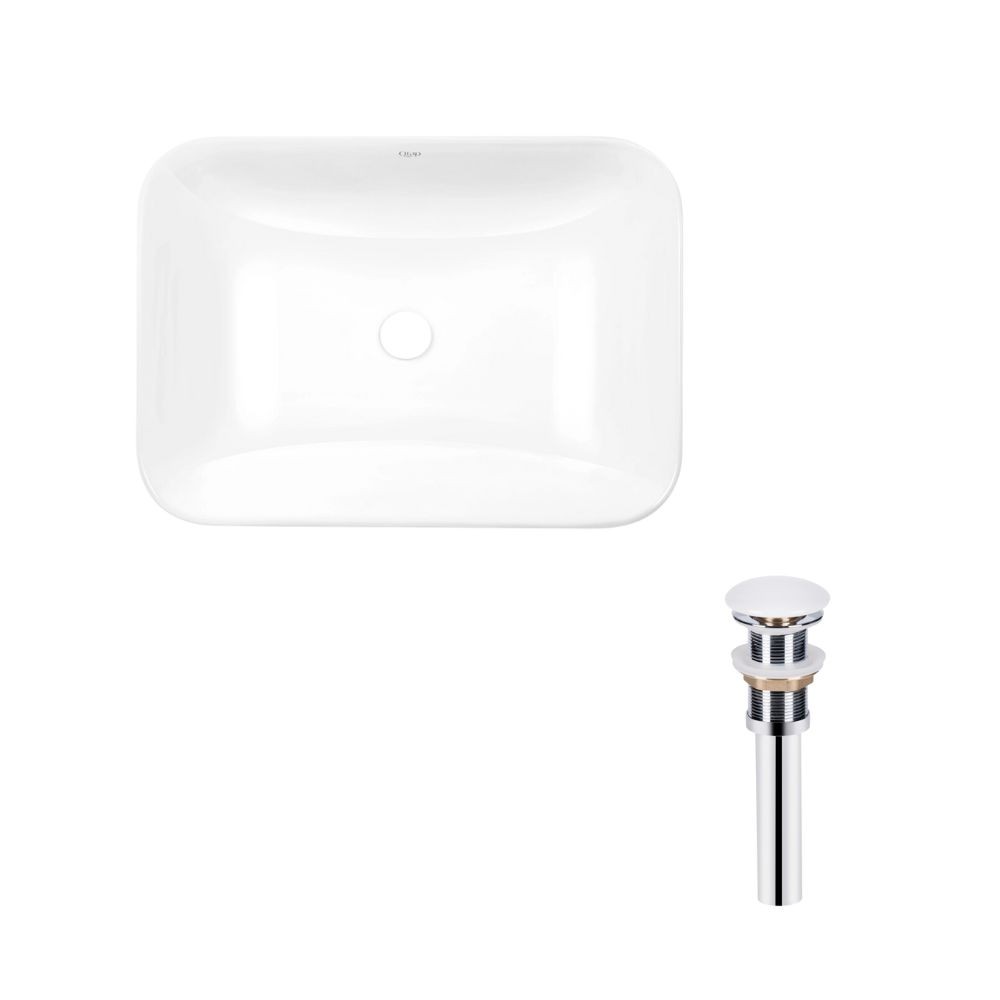 Комплект Qtap Scorpio: Раковина врізна прамокутна 610х380х150 мм White + Донний клапан PU02 QTAP  QT1411K491WN47291 QT1411K491WN47291
