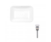 Комплект Qtap Scorpio: Раковина врізна прамокутна 610х380х150 мм White + Донний клапан PU02 QTAP  QT1411K491WN47291