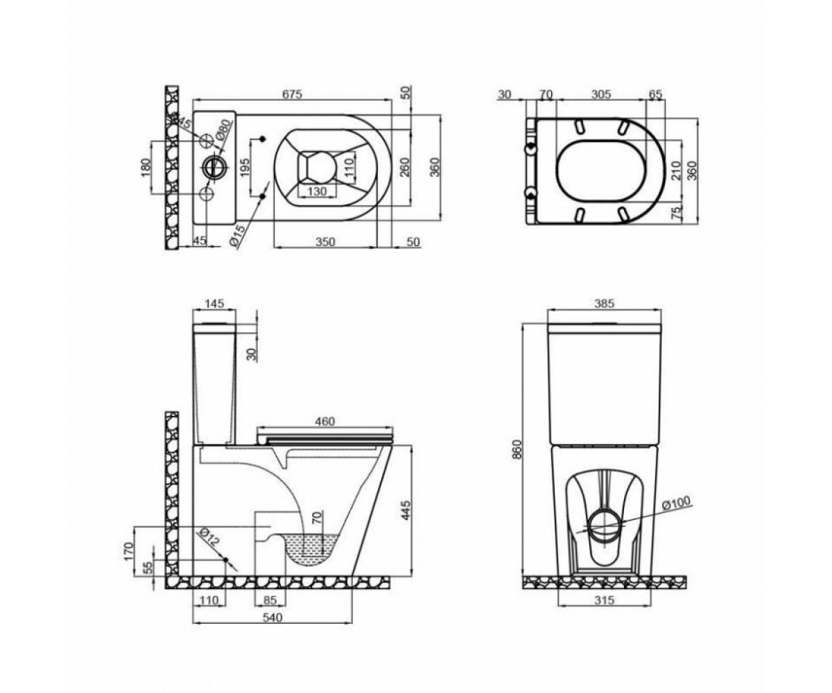 Бачок унитаза  SCORPIO QT14222125ARW2:Чертеж 
