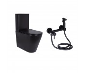 Комплект 2 в 1: підлоговий унітаз Qtap Scorpio Matt Black QT14226088AMB + набір гігієнічного душу Lidz Aria Black LDARI110BLA43394 QTAP  QT14226088AMB