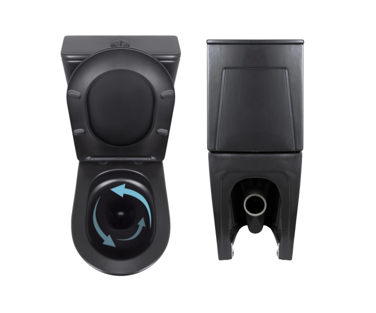 Комплект 2 в 1: унитаз напольный Qtap Scorpio Matt Black QT14226088AMB + набор гигиенического душа Lidz Aria Black LDARI110BLA43