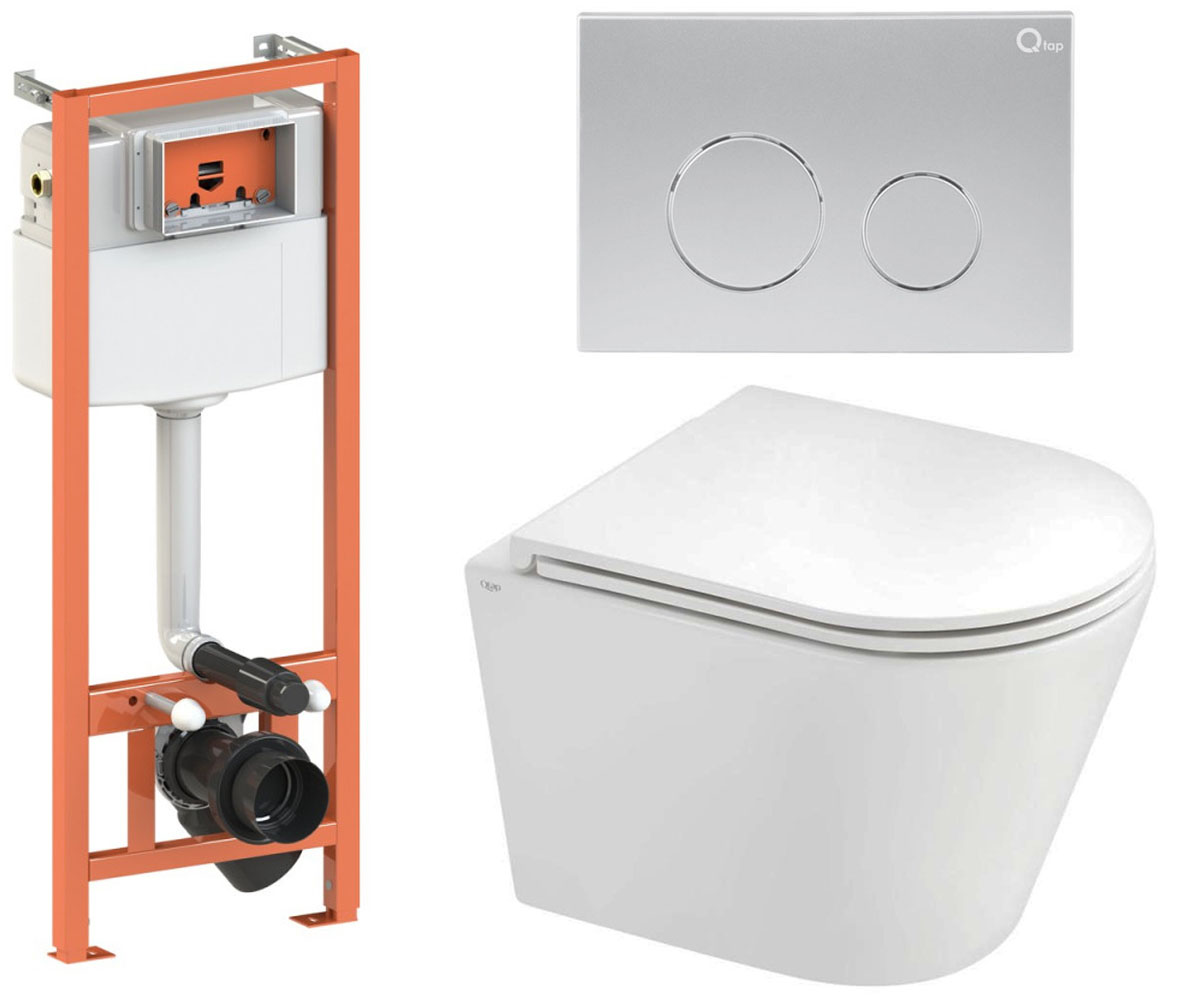 Унитаз с инсталляцией 4 в 1 QTAP SCORPIO QT1433053ERW0133M425M11111SAT QT1433053ERW0133M425M11111SAT