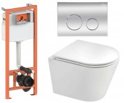 Унитаз с инсталляцией 4 в 1 QTAP SCORPIO QT1433053ERW0133M425M11112CRM