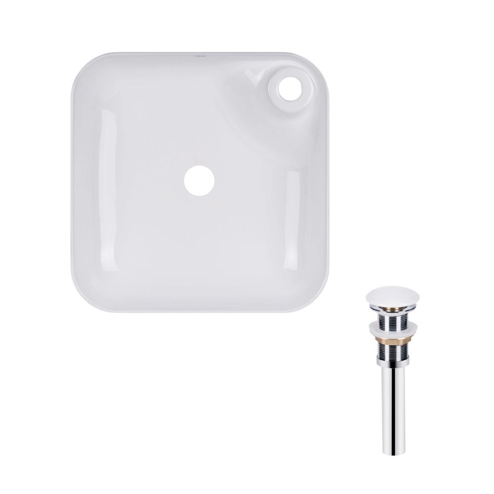 Комплект Qtap Stork: Раковина накладна квадратна 430x430x120 мм White + Донний клапан PU02 QTAP  QT15112194WN47318 QT15112194WN47318