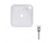 Комплект Qtap Stork: Раковина накладна квадратна 430x430x120 мм White + Донний клапан PU02 QTAP  QT15112194WN47318