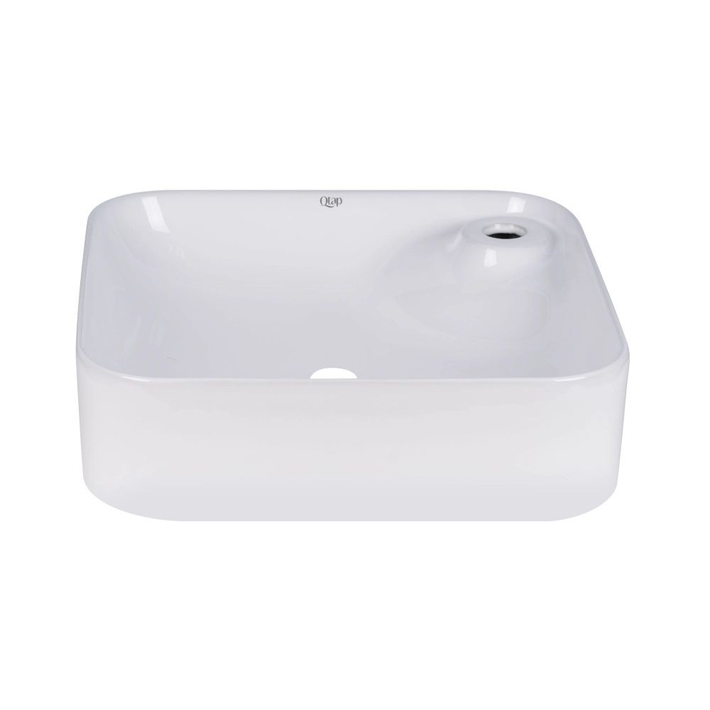 Комплект Qtap Stork: раковина накладная квадратная 430x430x120 мм White + донный клапан PU02  QT15112194WN47318:Фото 3
