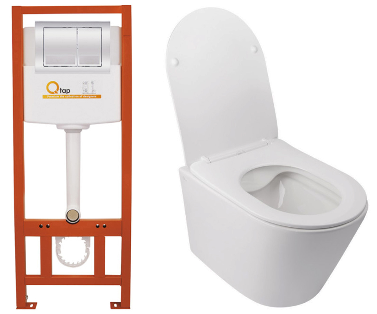 Унітаз з інсталяцією 4 в 1 QTAP SWAN QT16335178W0133M425M0111M06028CRM QT16335178W0133M425M0111M06028CRM