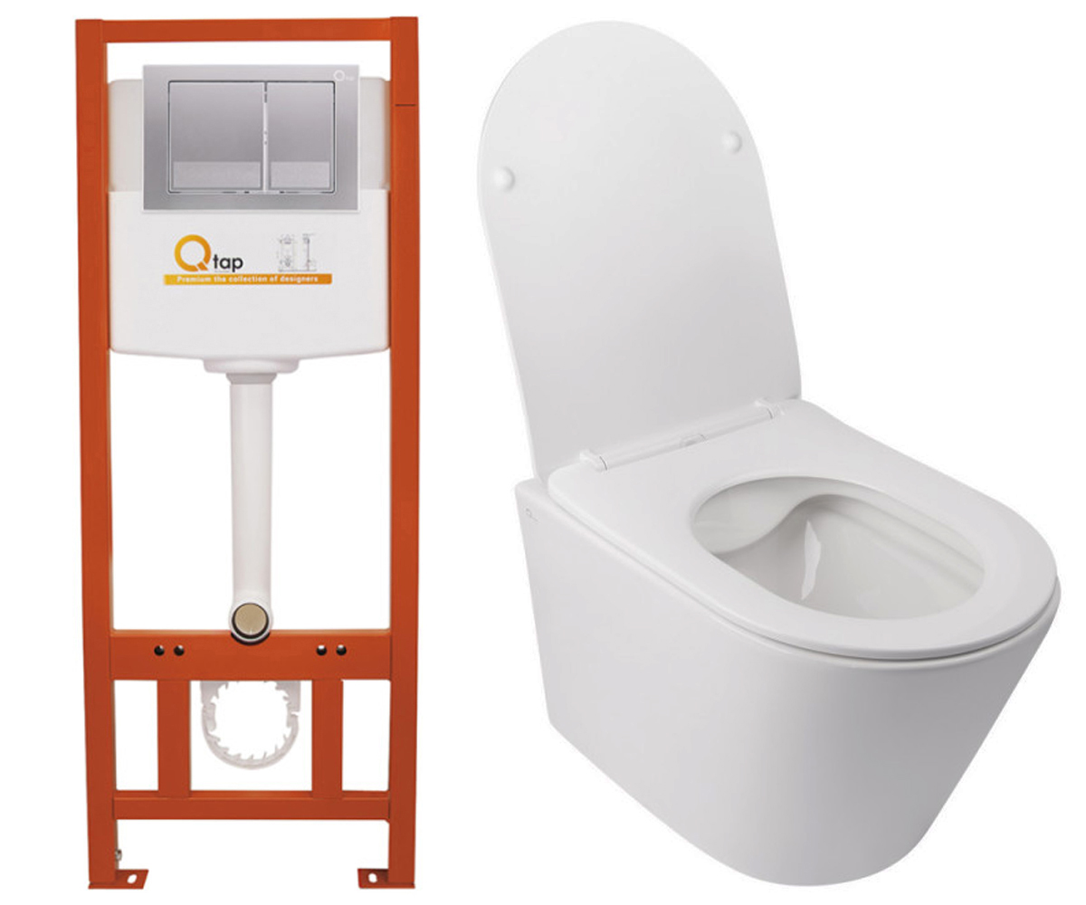 Унітаз з інсталяцією 4-в-1 QTAP SWAN QT16335178W0133M425M06029SAT QT16335178W0133M425M06029SAT