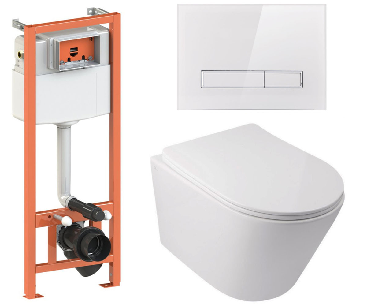 Унітаз з інсталяцією 4 в 1 QTAP SWAN QT16335178W0133M425V1105GW QT16335178W0133M425V1105GW
