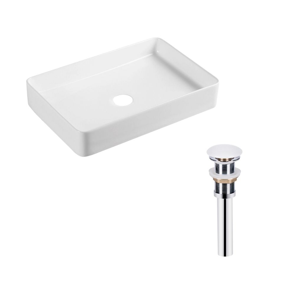 Комплект Qtap Tern: Раковина накладна прамокутна 600x405x110 мм WHITE + Донний клапан PU02 QTAP  QT17112174WN47303 QT17112174WN47303