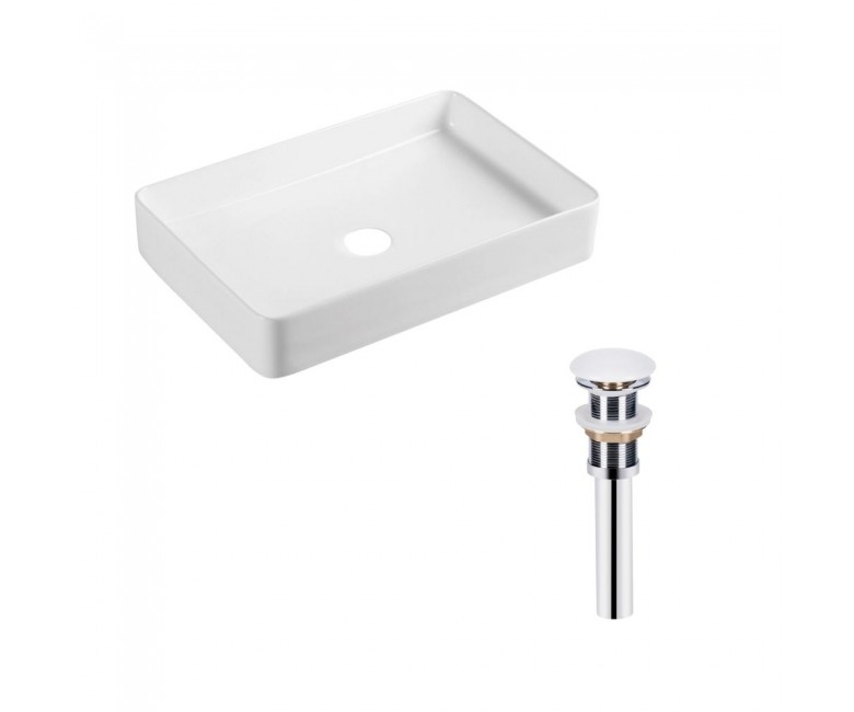 Комплект Qtap Tern: Раковина накладна прамокутна 600x405x110 мм WHITE + Донний клапан PU02 QTAP  QT17112174WN47303 QT17112174WN47303