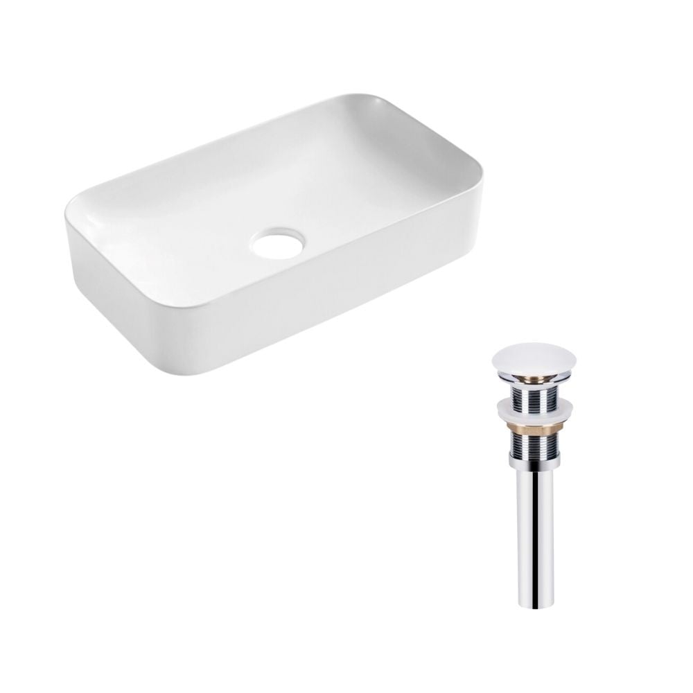 Комплект Qtap Tern: Раковина накладна прамокутна 605x350x140 мм WHITE + Донний клапан PU02 QTAP  QT17112270WN47304 QT17112270WN47304