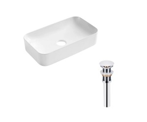 Комплект Qtap Tern: Раковина накладна прамокутна 605x350x140 мм WHITE + Донний клапан PU02 QTAP  QT17112270WN47304