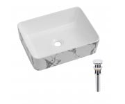 Раковина накладна Qtap Tern 480x370x135 мм, Marble, прямокутна, з донним клапаном QT17116069MR QTAP  QT17116069MR
