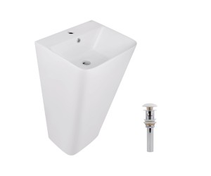 Комплект Qtap Tern: раковина-моноблок напольная 440x380x830 мм, White + донный клапан Pop-up PU02O QTAP  QT1711G302WN48471