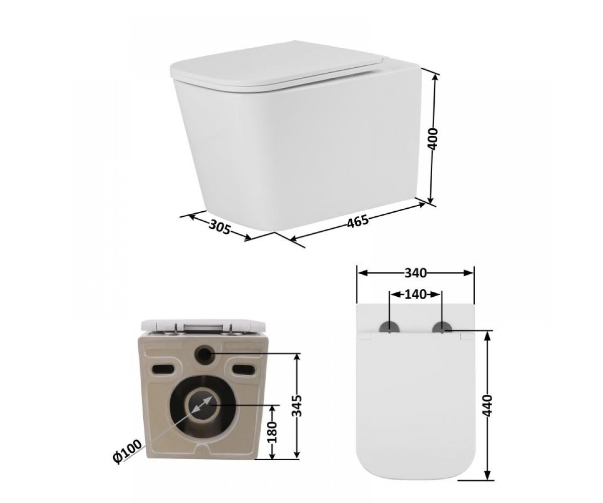 Чаша унитаза с сиденьем  TERN QT17223303AW:Чертеж 