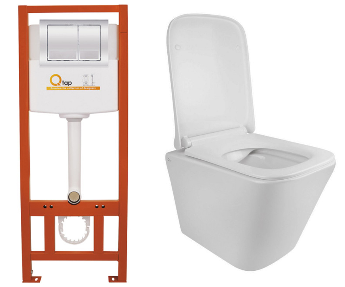 Унітаз з інсталяцією 4 в 1 QTAP TERN QT1733052ERW0133M425M0111M06028CRM QT1733052ERW0133M425M0111M06028CRM