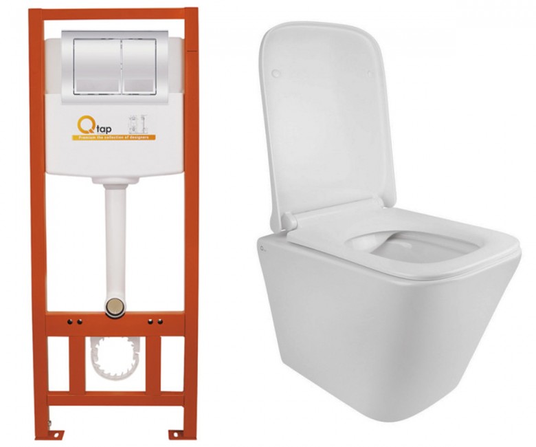 Унитаз с инсталляцией 4 в 1 QTAP TERN QT1733052ERW0133M425M0111M06028CRM QT1733052ERW0133M425M0111M06028CRM