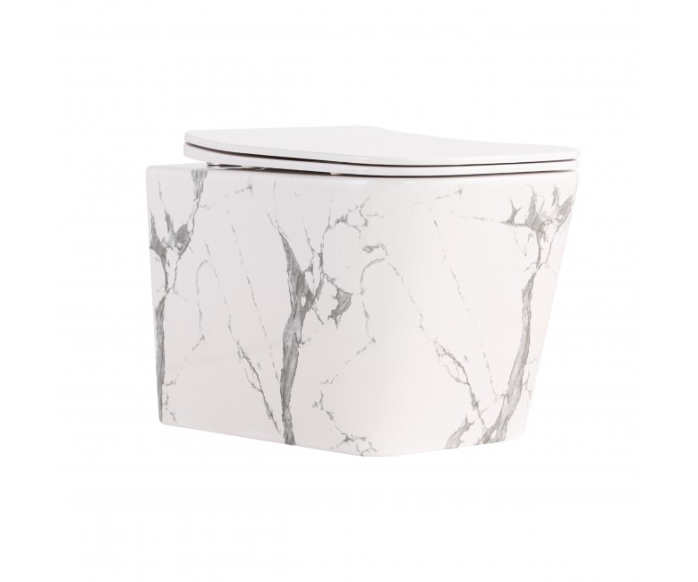 Унітаз підвісний Tern Ultra Quiet 490×365×325 мм, Marble, з сидінням Slim Duroplast / Soft-close / Quick Release QT17332303ASMR Qtap QTAP  QT17332303A QT17332303ASMR